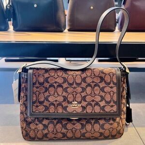 NEW Coach Etta Flap Bag In Signature Chenille Truffle